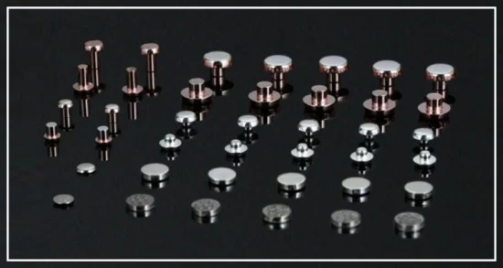 ISO RoHS-zugelassene, maßgeschneiderte Schaltsteckdose, halbröhrenförmige elektrische Messing-Kupfer-Kontaktnieten